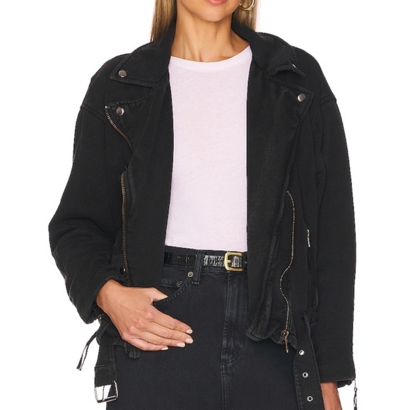 Free people moto sweater/jacket in “lived in” black - Picture 4 of 4